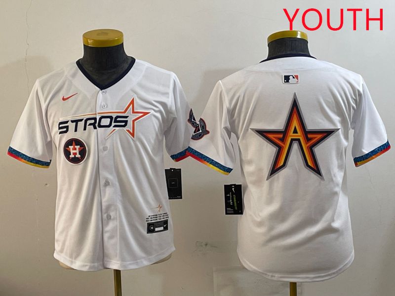 Youth Houston Astros Blank White Fourth generation Joint Name 2025 Nike MLB Jersey style 5->youth mlb jersey->Youth Jersey